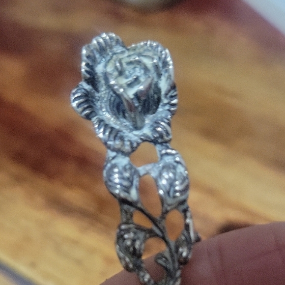 Elegant German Sterling Silver Rose Spoon - Picture 3 of 3